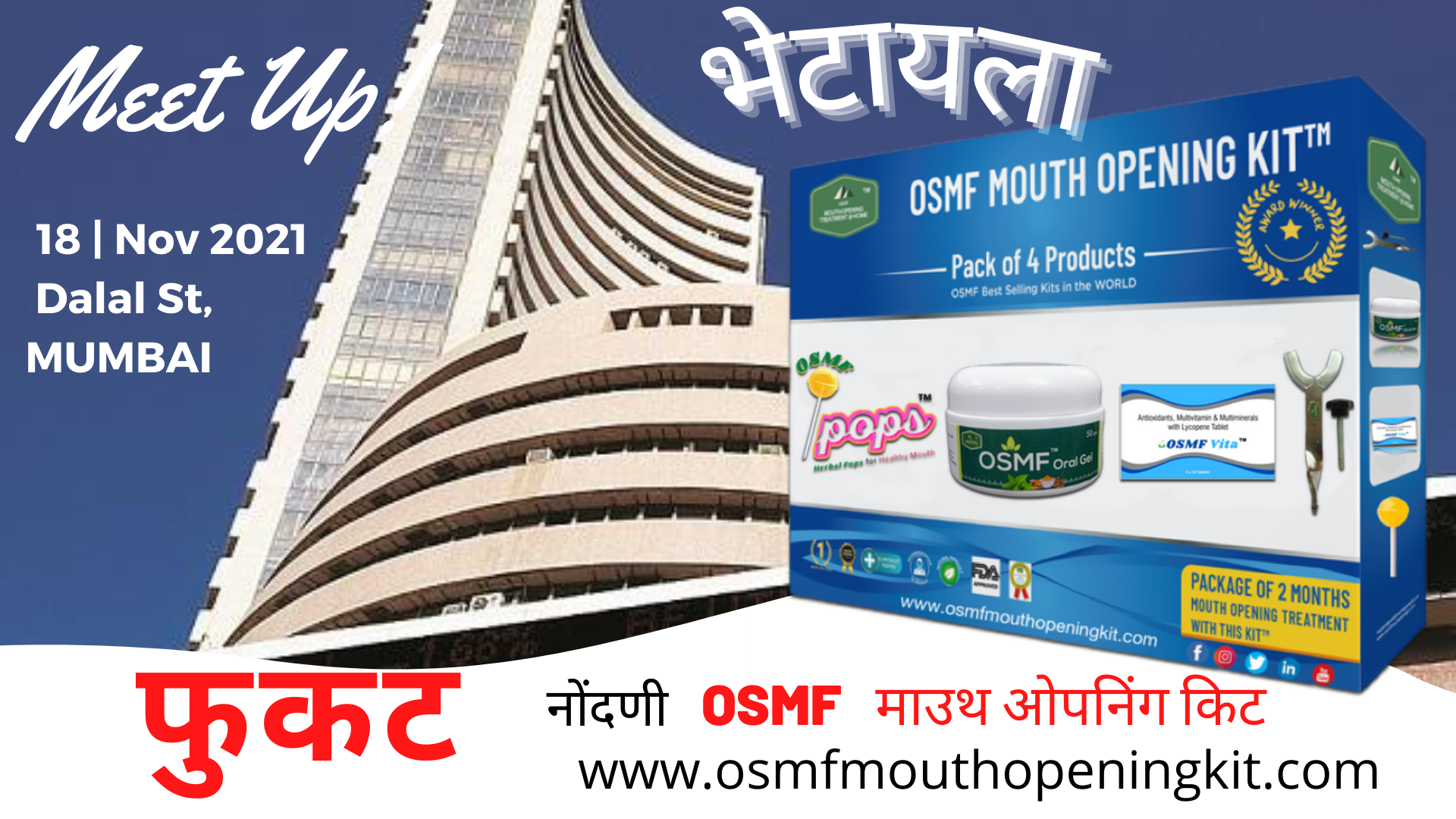 Meet Innovator & Founder Dr Bharat Agravat of the How to prevent Oral Cancer @ home, “OSMF Mouth Opening Kit” at Kala Ghoda, Fort Mumbai