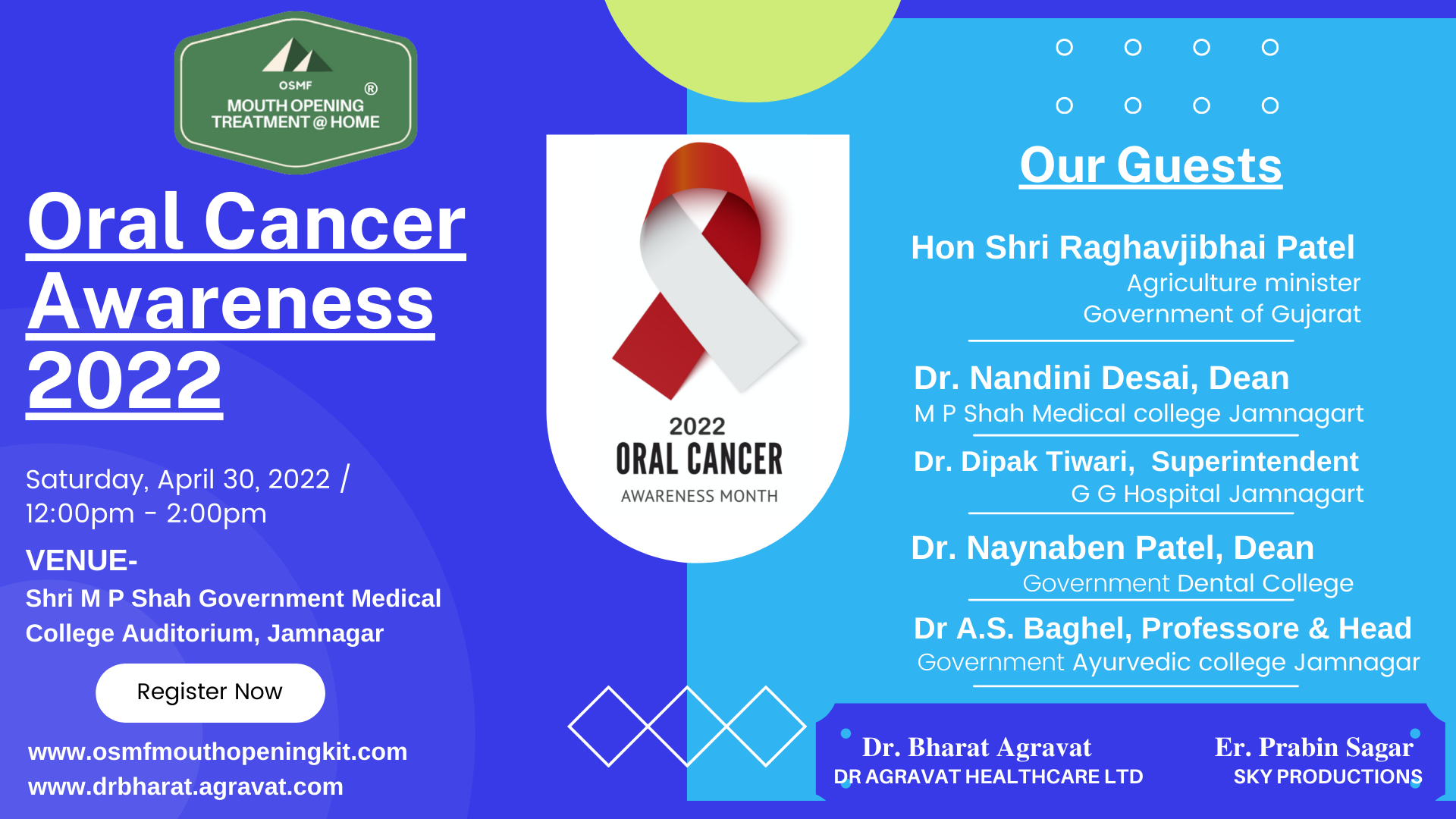 Oral Cancer Awareness Month 2022 Seminar at Jamnagar, Gujarat, India by Dr Bharat Agravat