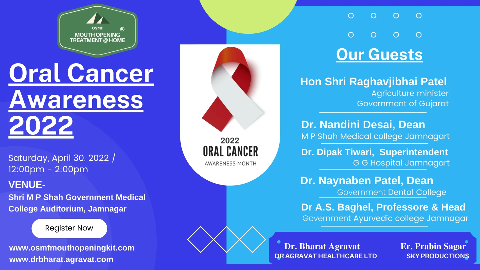 Oral Cancer Awareness Month 2022 Seminar at Jamnagar, Gujarat, India by Dr Bharat Agravat