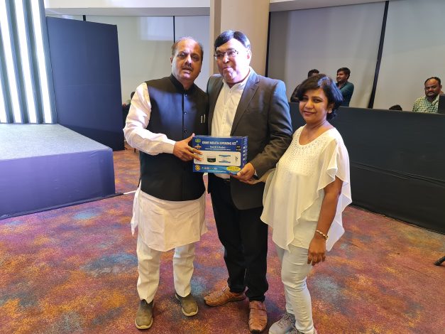 OSMF Mouth Opening Kit presented to Shree Sanjeev Mehta- State Convenor, member Foreign Affairs Dept Bharatiya Janata Party BJP Gujarat state