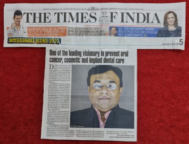 Dentist Dr Bharat Agravat OSMF Mouth Opening Kit Article Times of India Ahmedabad Gujarat India