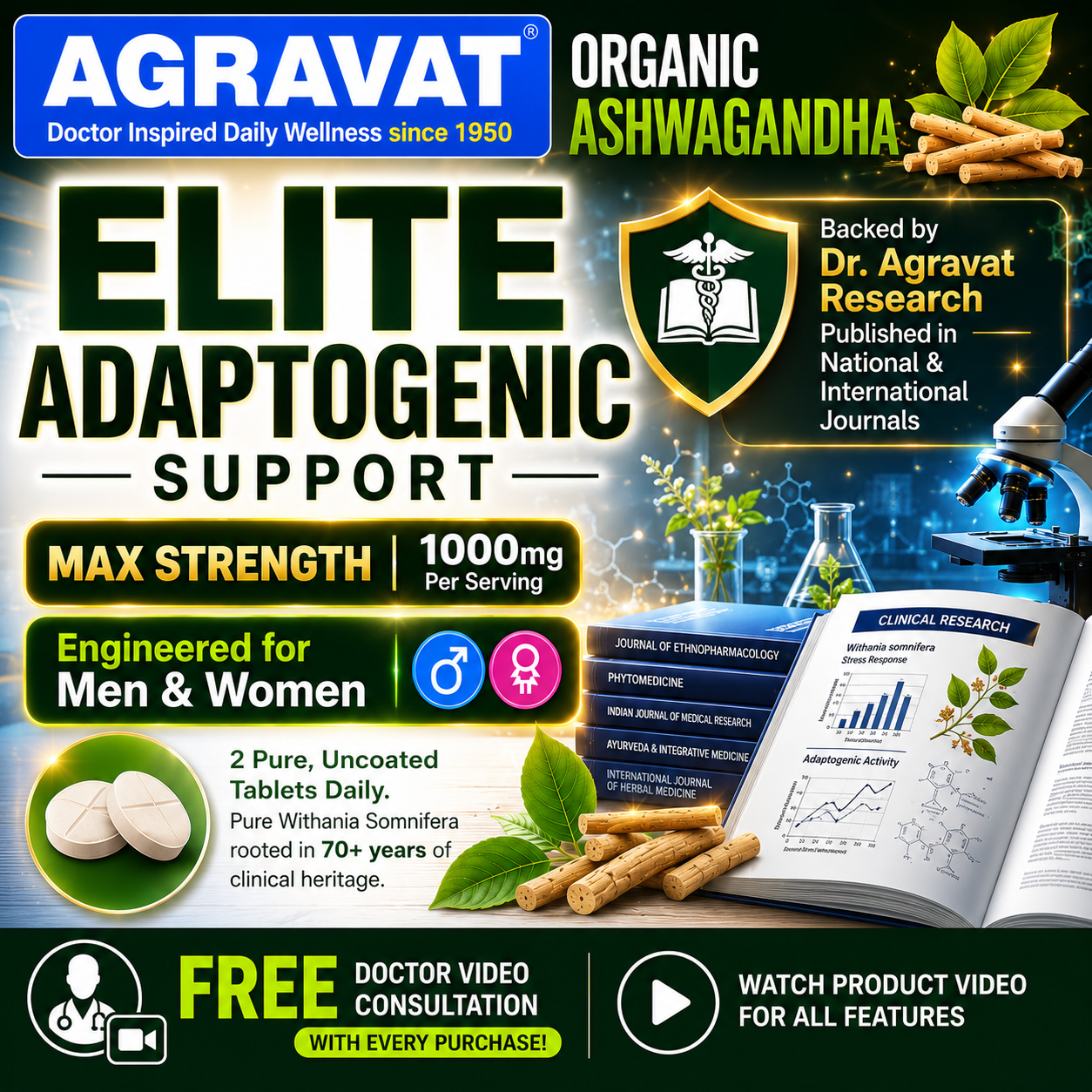 Organic Ashwagandha Tablets AGRAVAT